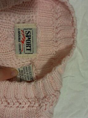 Vintage Sport Carriage Court Pink Cable Knit Crewneck Sweater Size M